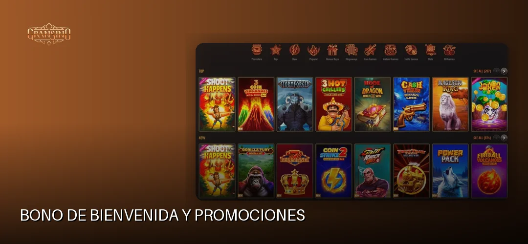 Bono de bienvenida y promociones